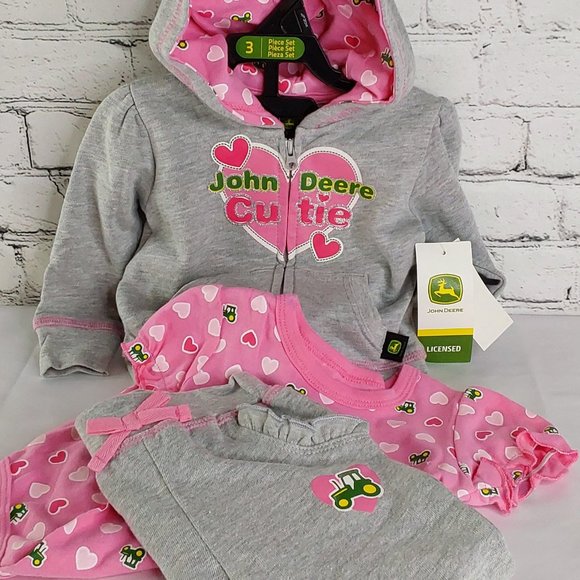 JOHN~DEERE HOODIE JACKET,BODY SUIT & PANTS 3-PIECE COMPLETE OUTFIT - Picture 16 of 16